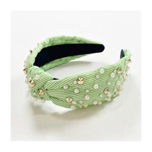 Knotted Headband in Green Stripe